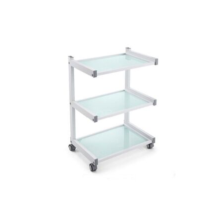 Stolik mobilny z 3 półkami HIGH-CLASS White do salonu kosmetycznego.