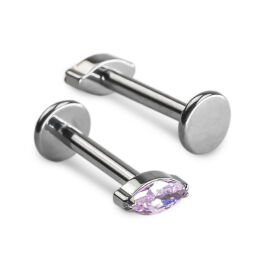 LABRET Z KRYSZTAŁOWĄ ŁEZKĄ - Różowy