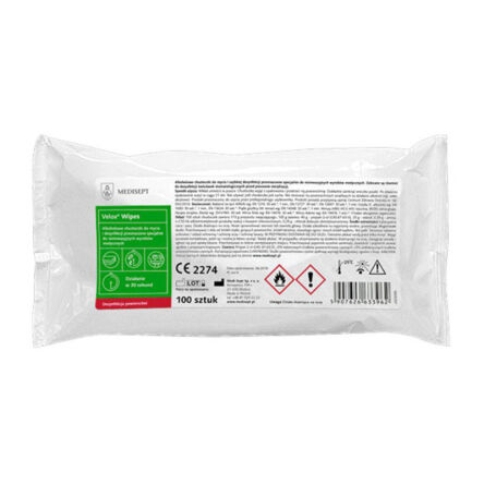 Chusteczki do dezynfekcji powierzchni MEDISEPT Velox Duo Wipes 100 szt - uzupełnienie