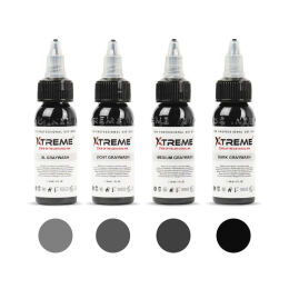 Xtreme Ink - farba do tatuażu - Graywash Set - 4X30ML
