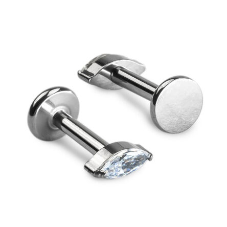 LABRET Z KRYSZTAŁOWĄ ŁEZKĄ - Biały